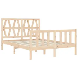 Berkfield Bed Frame with Headboard Small Double Solid Wood