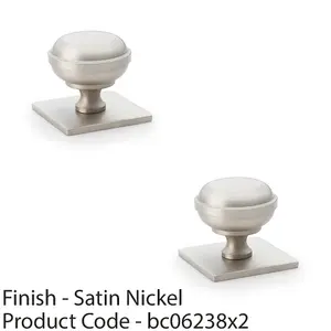 2 PACK - Classic Round Cabinet Door Knob & Matching Backplate - Satin Nickel 34mm Handle