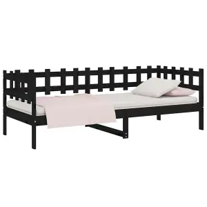 Berkfield Day Bed Black 90x190 cm Solid Wood Pine