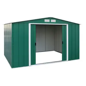 10 x 8 Apex Metal Garden Shed - Green (10ft x 8ft / 10' x 8' / 3.2m x 2.4m)