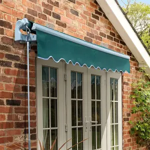 Primrose Awnings 2.5m x 2.0m Retractable Manual Standard Green Awning Outdoor Patio Canopy