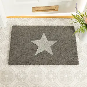 Grey Glitter Star Doormat - Regular 60x40cm