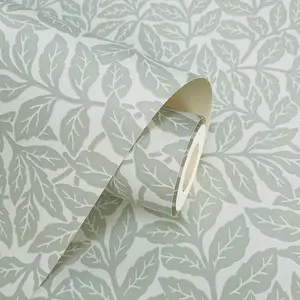 Crown Archives Ash Branch Wallpaper Light Moss Green M1179