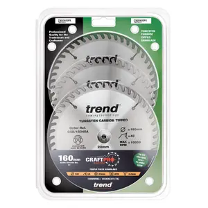 Trend CraftPro Plunge Saw Blade 160 x 20mm x 48T (Pack 3)