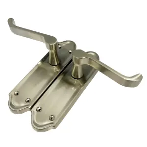 Ashford Door Handle Internal Latch Scroll Lever - Satin Latch & Hinge Pack