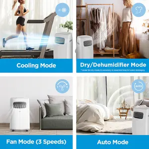 Midea Smart 9000BTU Portable Air Conditioner - 24h Timer, Low Energy, Window exhaust kit