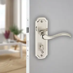 URBNLIVING 157cm Length 12 Pcs Constance Metal & Satin Nickel Bathroom Lever Latch Door Handles Set