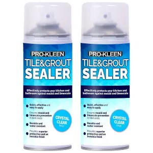 Pro-Kleen Tile & Grout Sealer 400ml x2- Waterproof Protection Against Mould, Mildew & Limescale - Seals & Protects