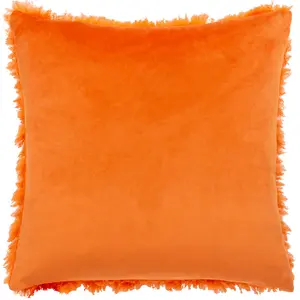 Fluff Square Throw Cushion Covers Orange