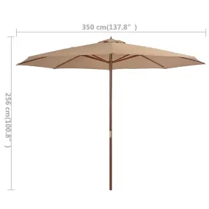 Berkfield Outdoor Parasol with Wooden Pole 350 cm Taupe