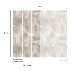 Grandeco Abstract Texture 3 panel repeatable Textured Mural, Neutral, 2.8 x 1.59m