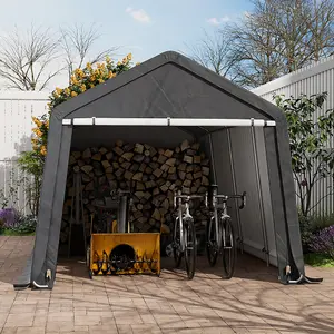 10x20 ft Dark Grey Galvanized Tube Storage Tool Shed with Zip Door