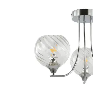 GoodHome Round Glass & metal Chrome 3 Lamp LED Ceiling light