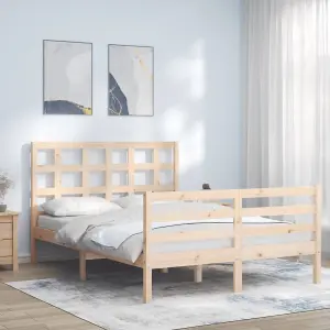 Berkfield Bed Frame with Headboard Small Double Solid Wood