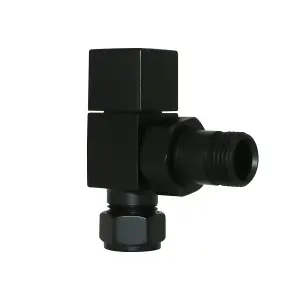 Rinse Bathrooms 15mm Pair of Angled Towel Rail Radiator Valves Square Black