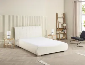 Luxurious Curved 6FT Super King Dorado White Faux Leather Bed