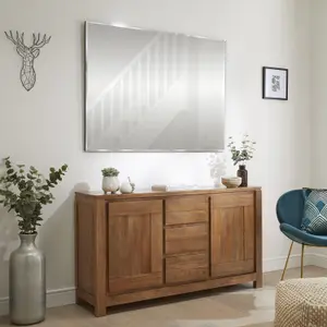 Wall Mirror Simplistic Bevelled Edge Rectangle Shape with Black Outline- W120cm x H90cmxD3cm for Hanging in Living Room, Bedroom