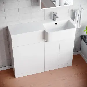 Nes Home 1000mm Right Hand Freestanding White Cabinet with Basin & WC Unit