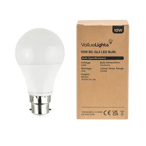 ValueLights Pack of 4 High Power 10w LED BC B22 SMD GLS Energy Saving Long Life Bulbs 3000K Warm White