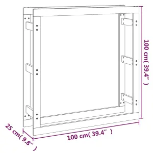 Berkfield Firewood Rack Grey 100x25x100 cm Solid Wood Pine