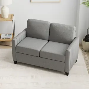 HOMCOM Modern 2 Seater Sofa with Spring Cushion, Back Pillow, Grey