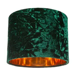 Modern Green Crushed Velvet 8 Table/Pendant Lampshade with Shiny Copper Inner