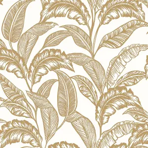 Mozambique Palm Leaf Wallpaper Light Cream / Gold Accessorize 275123