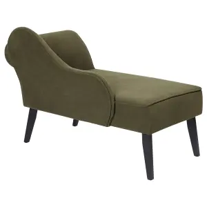 Right Hand Fabric Chaise Lounge Olive Green BIARRITZ