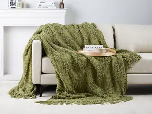 Blanket VELLA Cotton 220 x 240 cm Olive Green