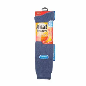 Heat Holders - Mens Extra Long Thermal Knee High Socks 6-11 Blue