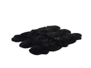 Uk Homeliving Black 6 Piece Longwool Genuine Sheepskin Rug