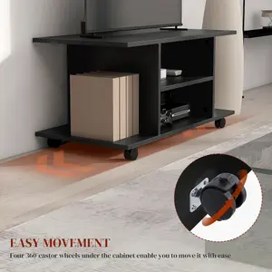 HOMCOM Modern TV Cabinet Stand Storage Shelves Table Mobile Black