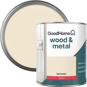 GoodHome Toronto Gloss Metal & wood paint, 750ml