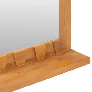 Berkfield Wall Mirror with Shelf 60x12x40 cm Solid Teak Wood