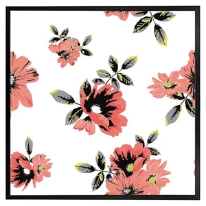 Pink flowers (Picutre Frame) / 20x20" / Black