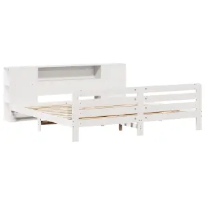 Berkfield Bed Frame without Mattress White 180x200 cm Super King Solid Wood Pine