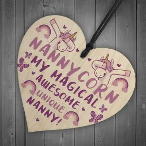 Funny Nanny Gift For Birthday Christmas Unicorn Gift From Grandchildren Wood Heart