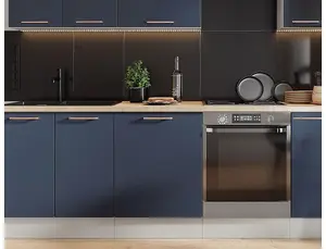 300 Kitchen Wall Unit 30cm Cabinet Navy Dark Blue Soft Close Copper Handle Nora