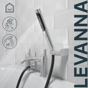 GoodHome Levanna Gloss Chrome effect Deck-mounted Bath mixer tap with shower kit