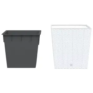 Berkfield Planter with Removable Inner White 37 / 64 L PP Rattan