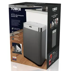 Steel Motion Sensor Rubbish Bin - 75L Grey