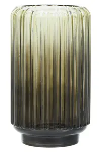 Interiors by Premier Durable Large Grey Ribbed Glass Vase, Robust Pottery Vase, Contemporary Design Glass Vase For Flowers