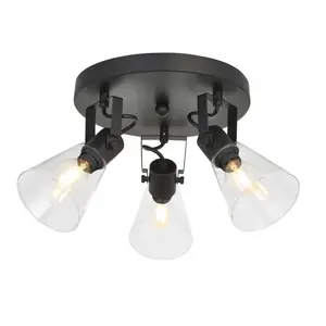 Enzo Matt Black Mains-powered (wired) 3 Light Spotlight plate