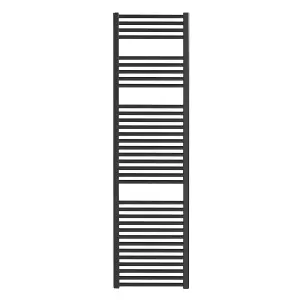 Bray Heated Towel Rail For Central Heating, Straight, Black - W500 x H1500 mm