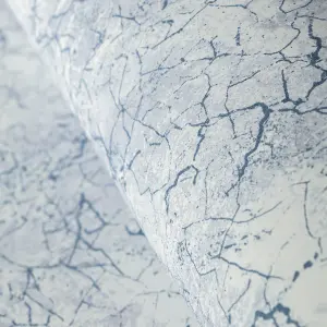 Galerie Azulejo Blue Bento Distressed Marble Crackle Wallpaper Roll