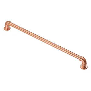 4x Industrial Pipe Design Door Pull Handle 320mm Fixing Centres Satin Copper