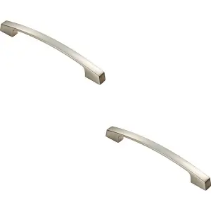 2x Curved Bridge Pull Handle 207 x 14mm 160mm Fixing Centres Polished Chrome