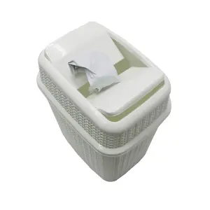 JVL Knit Design Loop Plastic Push Top Bin, Ivory