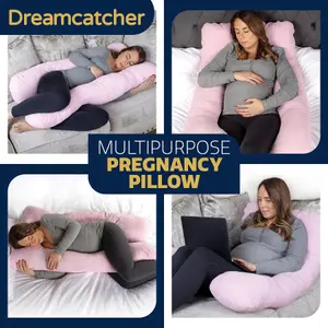 Dreamcatcher Pregnancy Pillow Micro Fleece U Shaped Maternity Support Pillow Pink