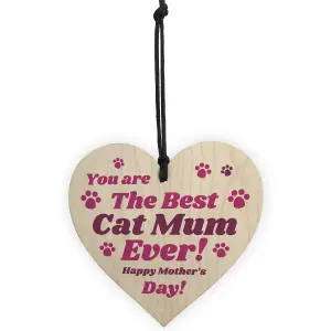 Funny Mothers Day Gift For Best Cat Mum Wood Heart Gift From Cat Pet Gift Keepsake